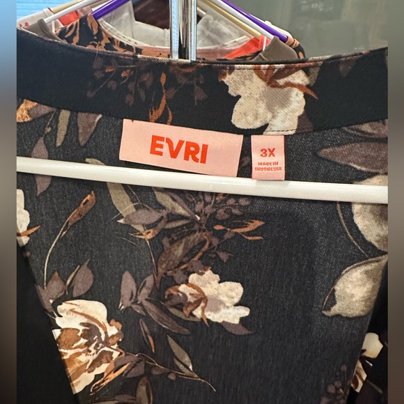 EVRI Women’s Plus-size Black & Cream Floral Open-Front Kimono❤️❤️3X - Picture 7 of 7